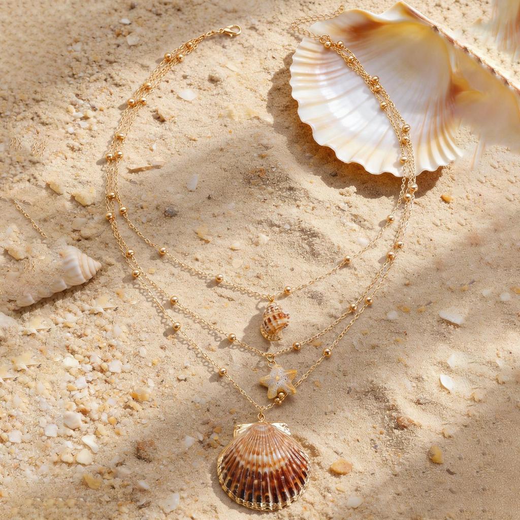 Retro Ocean Style Starfish & Shell Multi-layer Necklace