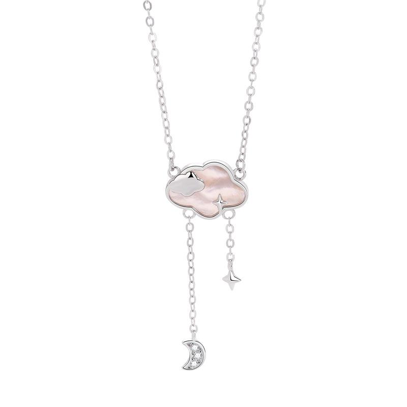 Nebula Hanging Moon Necklace Female Niche Exquisite Fresh And Sweet Ins Wind Cloud Star Moon Fringed Necklace Premium