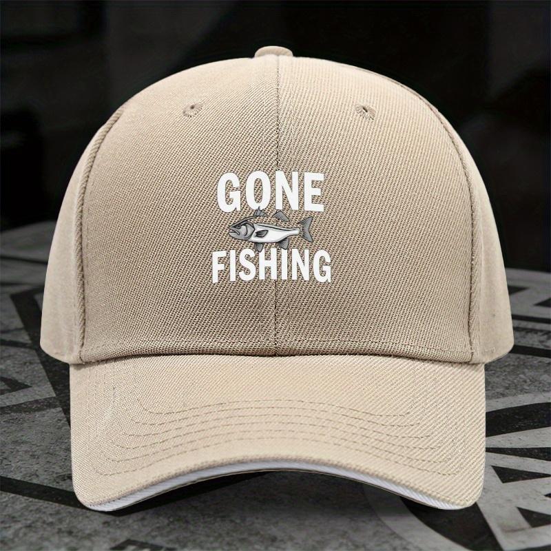 Gone Fishing Graphic Baseball Cap Polyester Adjustable Outdoor Casual Unisex Adult Hat