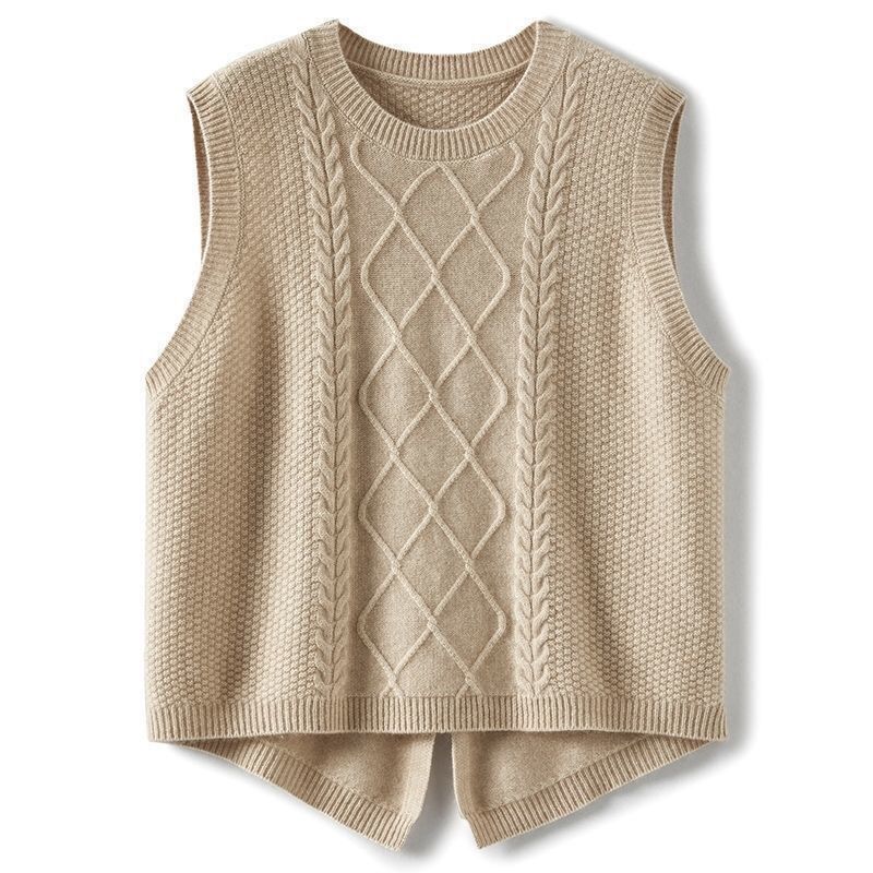 Women Cable Knit Waistcoat, Loose Sleeveless Knitted Vest, High Quality All Season Casual Sweater Gilet