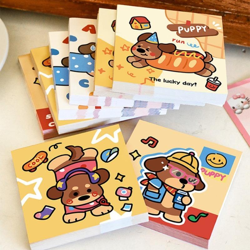 20Pcs Cartoon Dachshund Puppy Sticky Notes Students Can Tear Message Memo Notes Cartoon High-Looking Stationery Student Gift