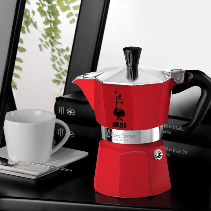 Italian Coffee Maker - BIALETTI - Moka Express - All Stovetops Except Induction - 6 Cups - 300 Ml - Red