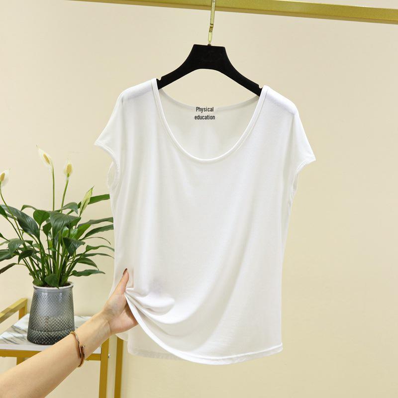 Women's Modal Sleeveless Thin Base Layer T-Shirt - Round Neck, Loose Fit, Plus Size, Solid Color, Slimming Top for Spring/Summer