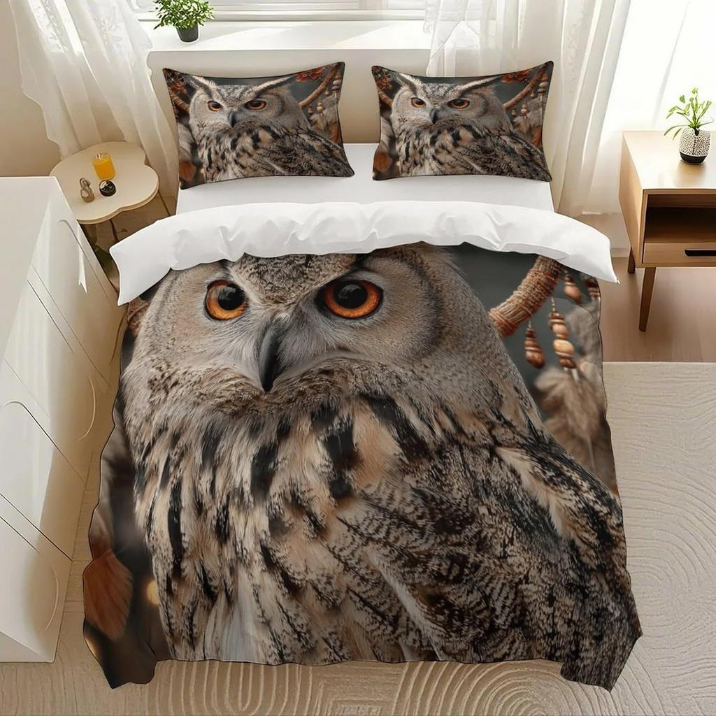 Moon Owl Duvet Cover Set Moon Owl Bedding Set Adult Boy Girl Bedroom Decoration Single Double Large Size Gift