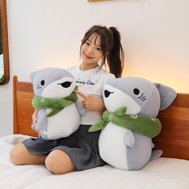 Cute Outing Shark Plush Toy Children Shark Pillow Doll Girls Dormitory Ornament Birthday Gift Doll
