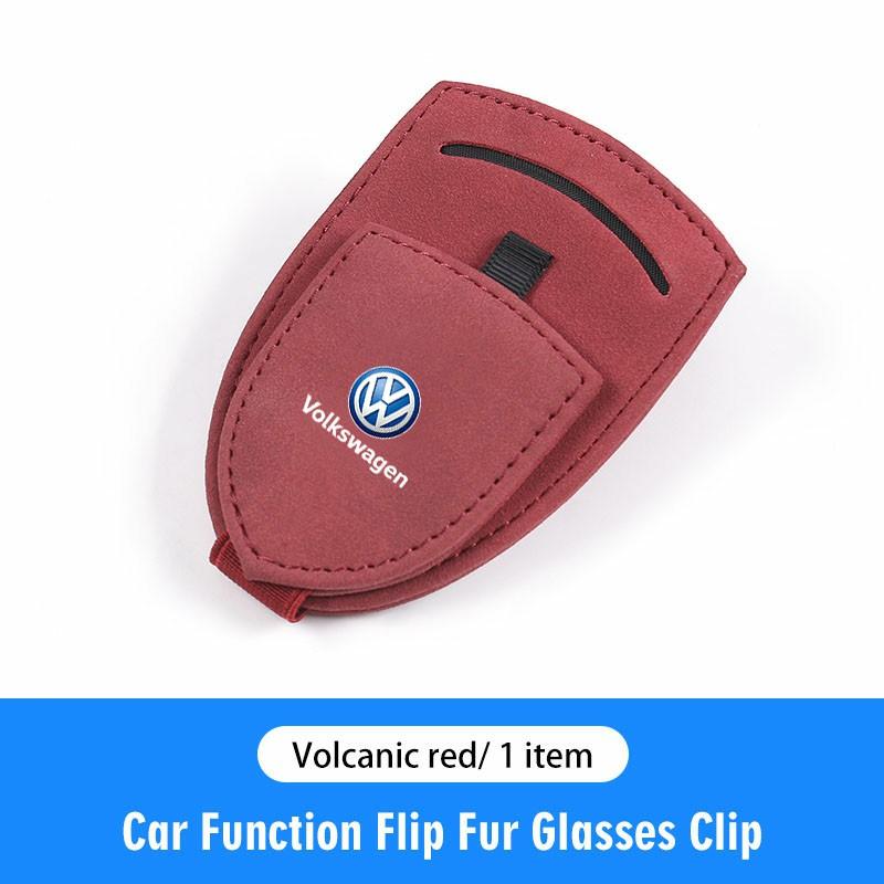 Suede Glasses Clip Car Sun Visor Card Ticket Clamp Fastener Valve Cap For VW Golf Amarok T5 Phaeton Teramont ID3 Tiguan T-Cross