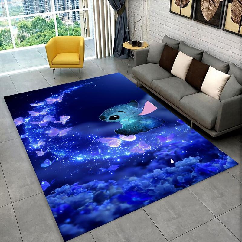 Cute S-Stitch Cartoon Non-Slip Area Rug for Living Room,Bedroom,Playroom,Soft Carpet Floor Mat Home Decor Rug Kids Room Gift