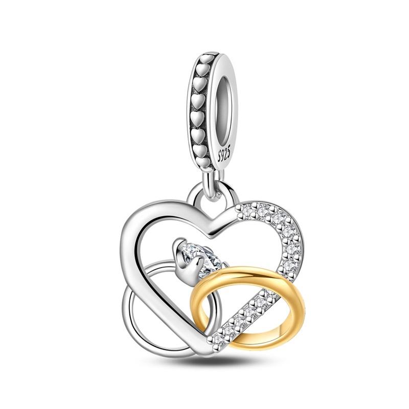 New 925 Silver Mother's Day Themed Love Family Crown Pendant Beads fit Original Bracelets Necklaces DIY Jewelry Gifts