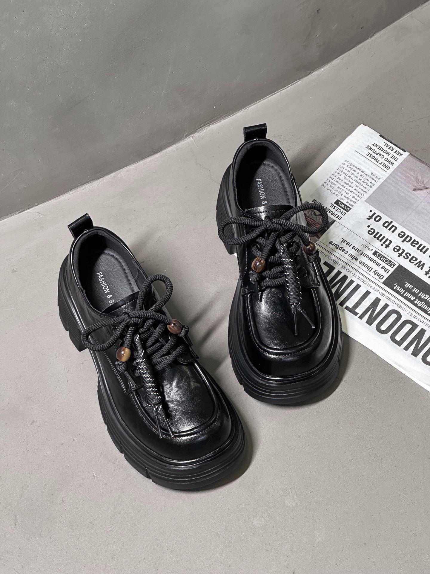 

Muffin thick-soled lace-up small leather shoes women s 2025 autumn new JK versatile retro British style heightening Japanese single shoes 39