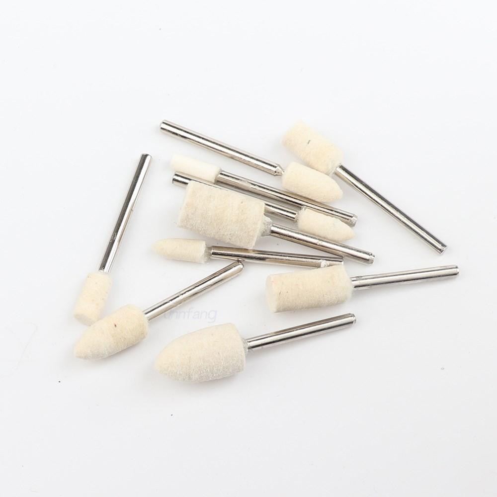 10Pcs/5Pcs Wool Felt Mounted Polishing Buffing Wheel OD 3-10mm Grinding Head for Dremel Drill Rotary Tool 3mm Shank