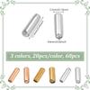 NBEADS 60 Pcs 3 Colors Brass Pin, Backs Lapel Stick Pin End Cap Metal Brooch Pin Stick Backing Lapel Pin End Cap with Rubber Inside Brooch Pins