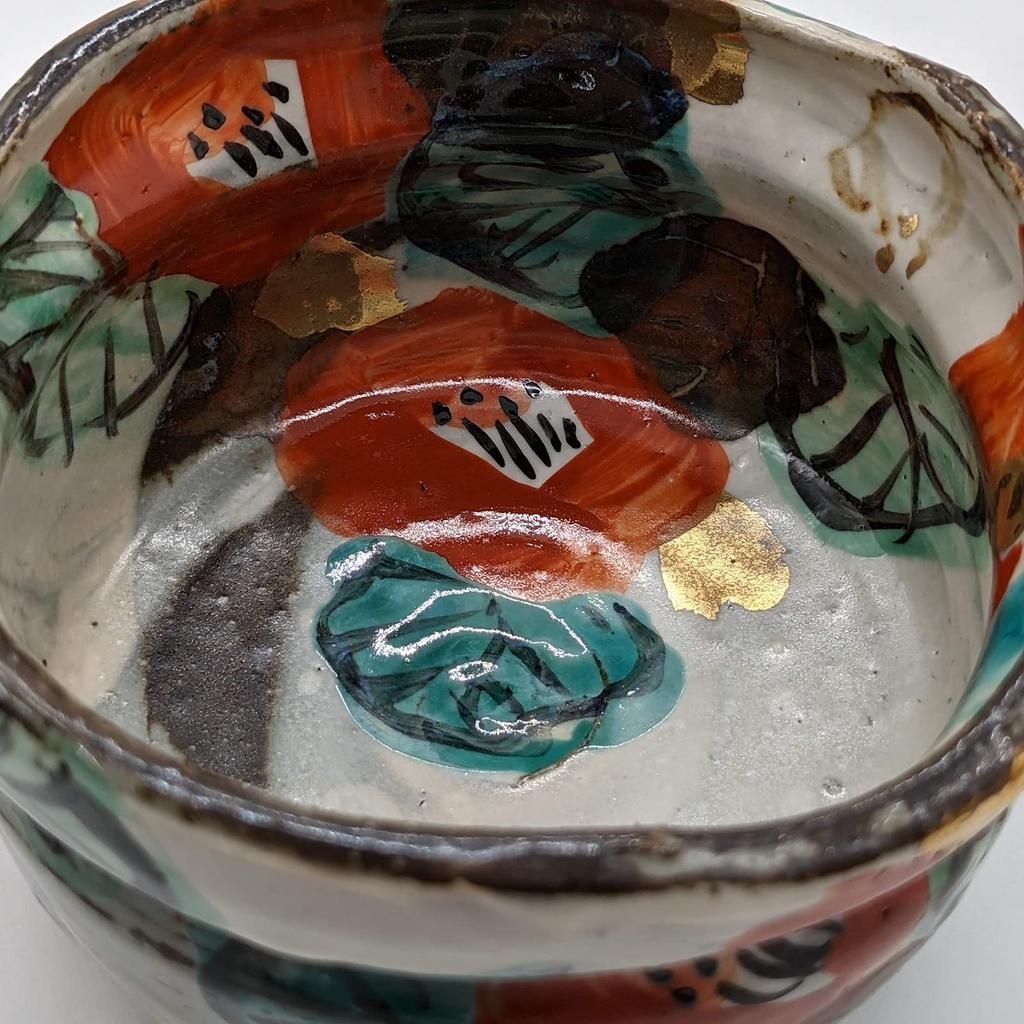 Mino Ware by Wada Hitori, Matcha Bowl, Slipper-shaped Teacup, 11 X 10cm, Slipper-shaped, Gold-painted Camellia Design, Made In Japan, 105-0044