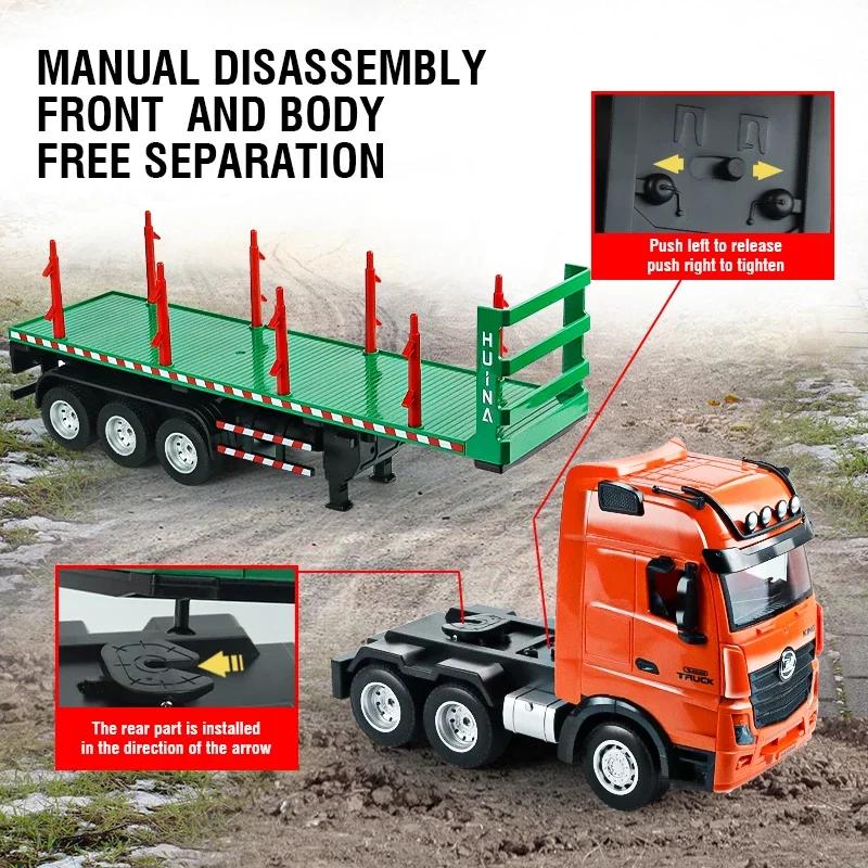 Huina 1313 118 9CH 2.4G Remote Control Timber Transport Truck Log Trailer Realistic Carrier RC Construction Logging Car Toys