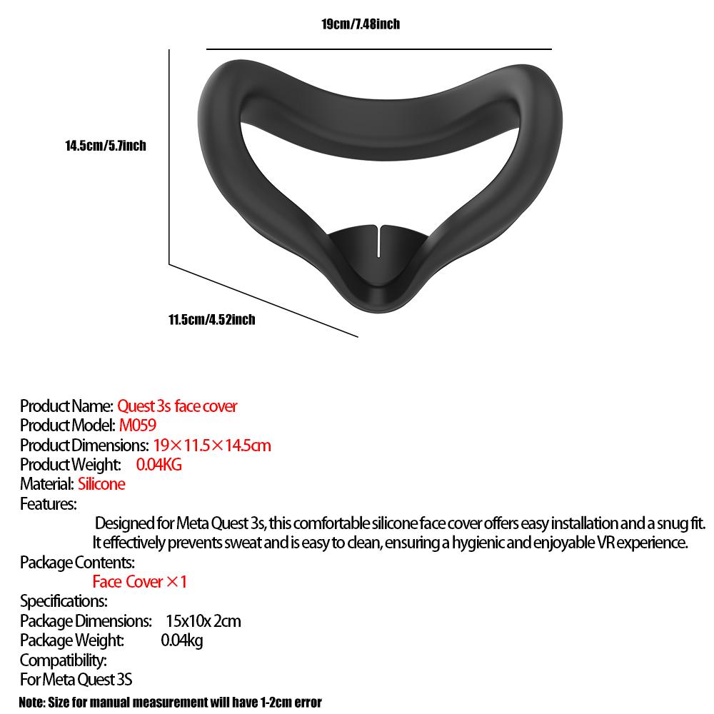 Подходит для Meta Quest 3s Blackout Silicone Face Cover Прилегает к лицу чёрный — фото 9