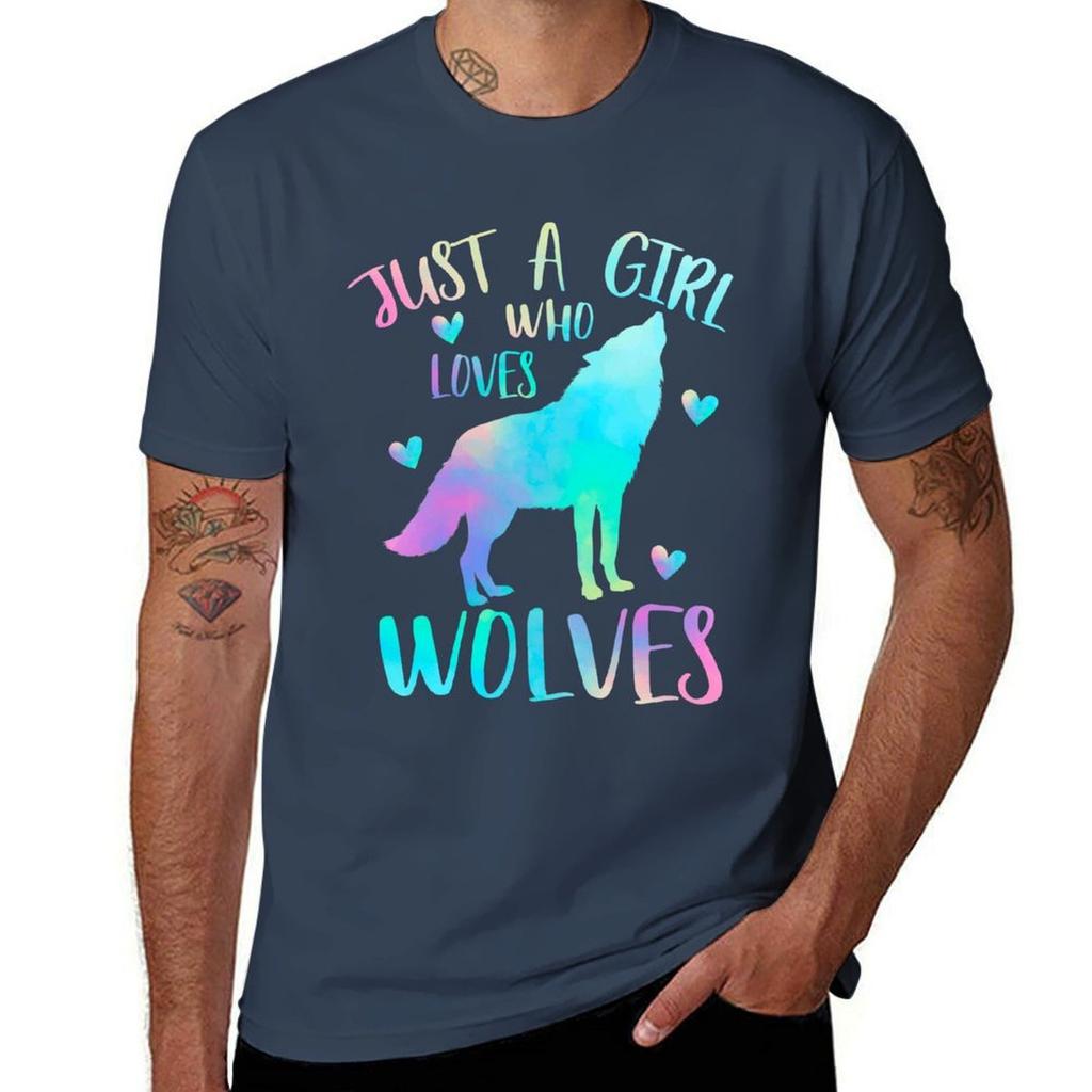 Just A Girl Who Loves Wolves Tshirt Casual Graphic Print Tee