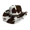 Soft Plush Faux Fur Cowboy Hat Wide Brim Windproof Cowboy Cap Western Cowboy Hat  For Men Women
