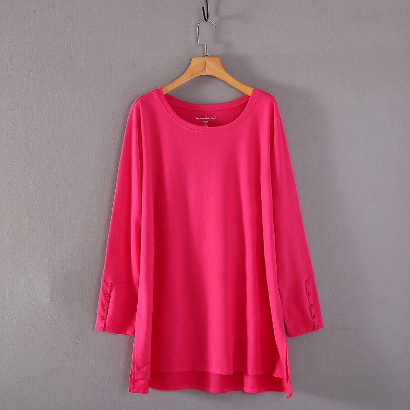 American Woman Spring and Autumn Long Terry Cotton T-shirt