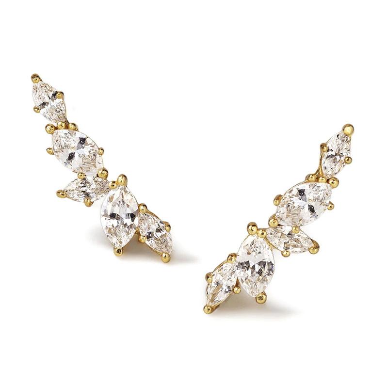Xiaomi Huitan Simple Stylish Leaf Stud Earrings with Crystal Cubic Zirconia Exquisite Women Ear Piercing Accessories Versatile Jewelry