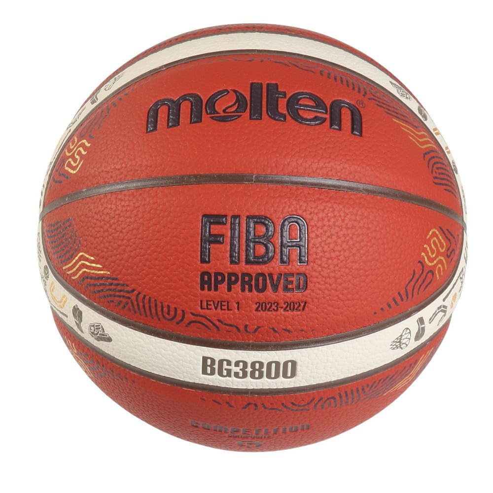 Molten Eurobasket 2025 Model Basketball, Synthetic Leather, Size 5, B5G3800-E5Z