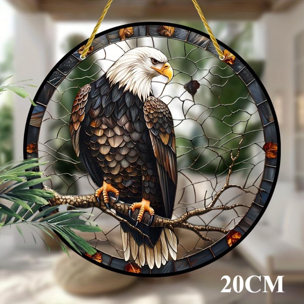 Proud Eagle Sun Catcher Acrylic Stained Glass Window Pendant, Suitable for Bedroom Porch Wall Decoration As a Housewarming Gift or Birthday Gift