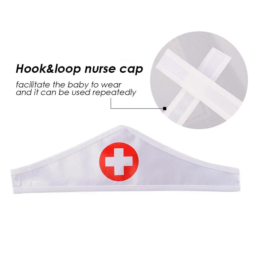 Doctor Nurse Cosplay Uniform and Hat for Kids White Apron Pretend Play Toy Kindergarten Family Costumes Educational Toys