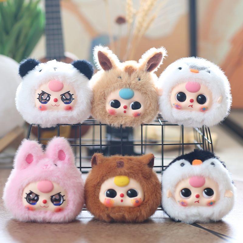Three Plush Baby Toy Keychain Pp Cotton Stuffed Cute Backpack Gift Accessory