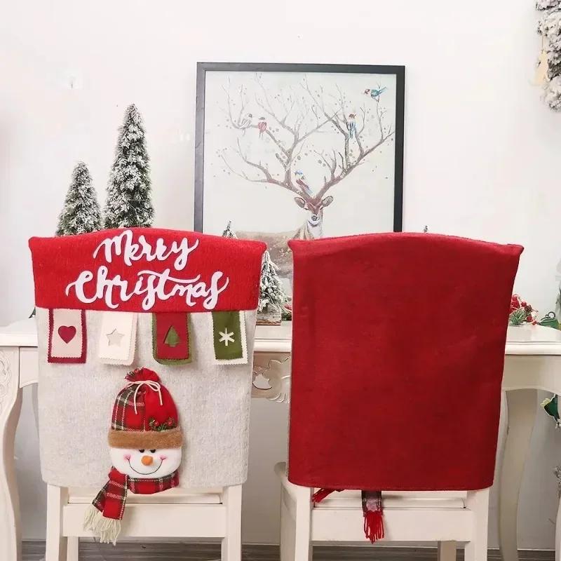 New Christmas Decoration Chair Cover Stool Cover Santa Claus Snowman Elk Chair Sleeve Decor Ornaments New Year Home Furnishings