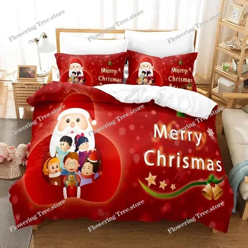 Merry Chrismas Santa Bedding Set Boys Girls Twin Queen Size Duvet Cover Pillowcase Bed Kids Adult Fashion Home Textileextile029