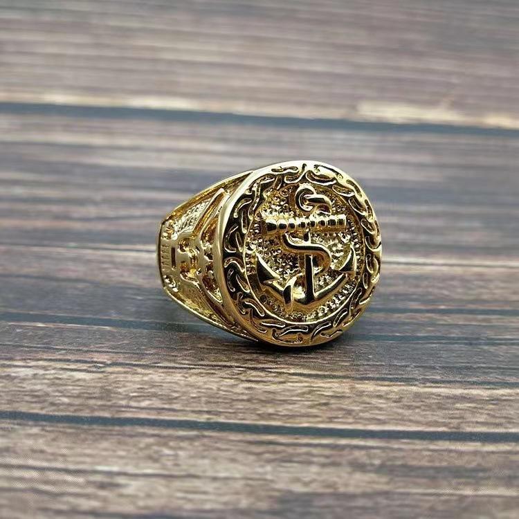 

Кольцо новое хип-хоп на палец зеленого цвета вакуумное электролитическое покрытие орел якорь мужское кольцо 13