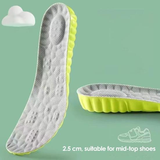 1 Pair Inner Heightening Insole Breathable Anti-Odor Arch Support Multi-Level Height 1.5/2.5/3.5cm Ergonomic Shoe Inserts for Sports Shoes