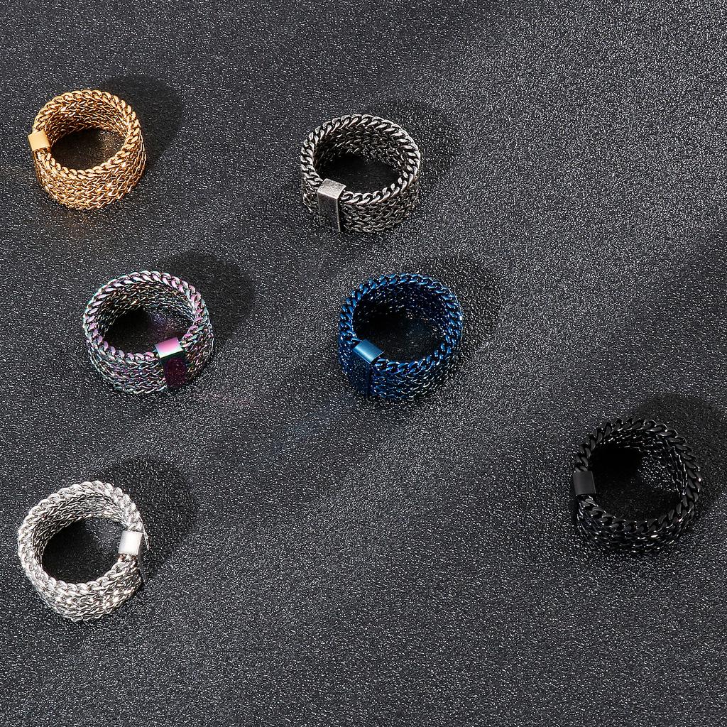 15mm Hip Hop Rock Stainless Steel Men's Ring Multicolor Wide Mesh Luxury Cool Ring Gift Accessories