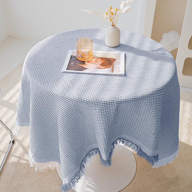 French Cotton Linen Tablecloth, Round Tablecloth, Light Luxury, Simple Style, Tea Table Cloth, 90Cm