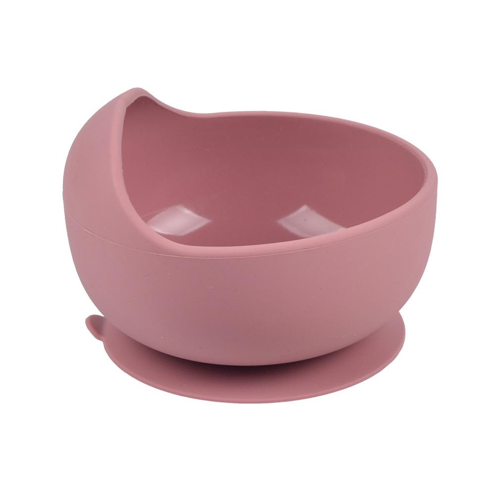 Silicone Baby Bowl & Spoon Set with Wooden Handle and Suction Cup