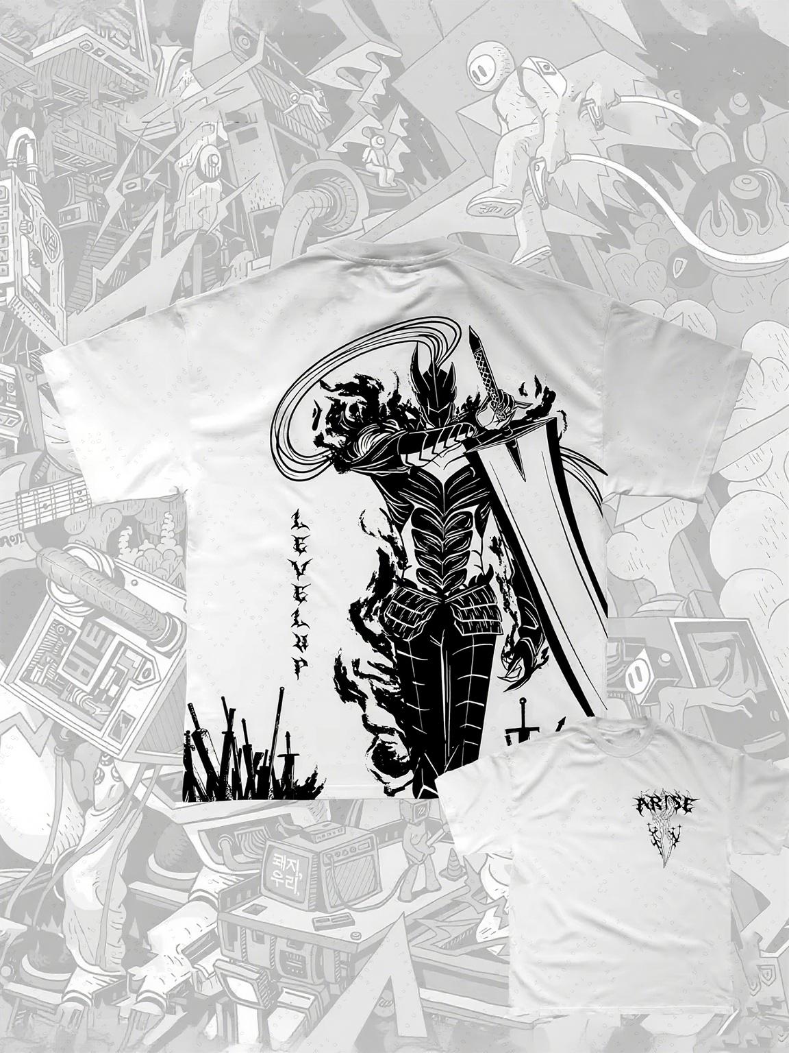 

Хиты продаж Новая японская аниме футболка Solo Leveling для отдыха 3D крутой принт короткий рукав круглый вырез свободная уличная футболка мужской топ L