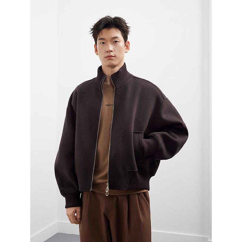GXG Men's Stand Collar Double-Faced Wool Short Coat