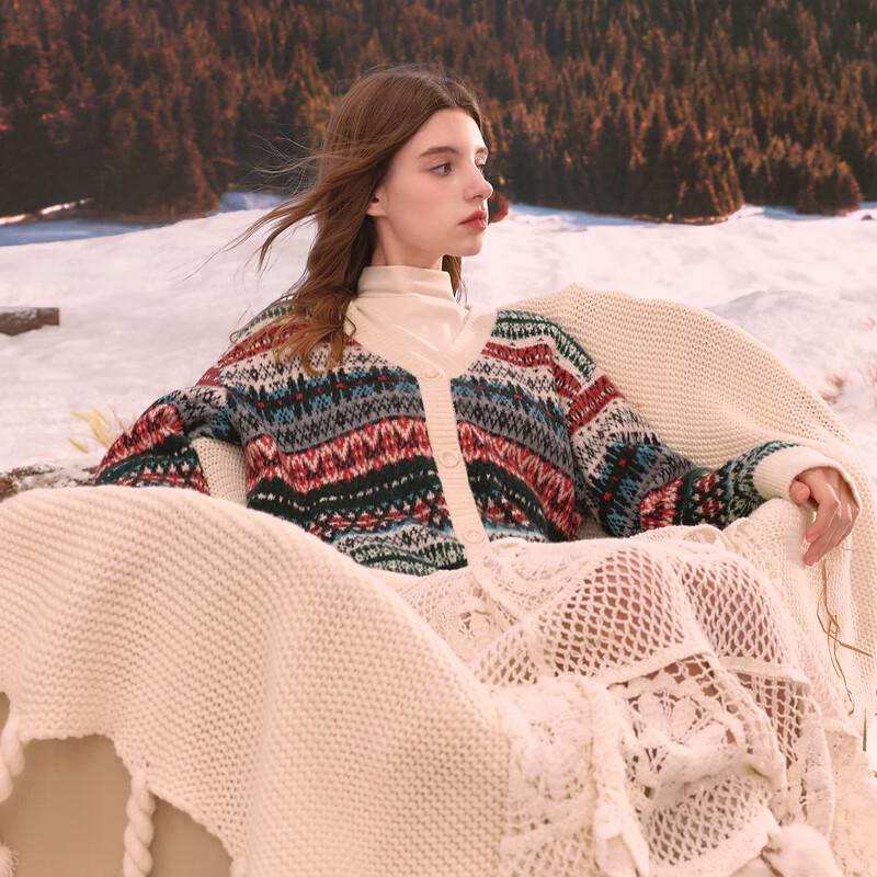 

Женский вязаный кардиган с V-образным вырезом в полоску, зима 2025 L 165/88A