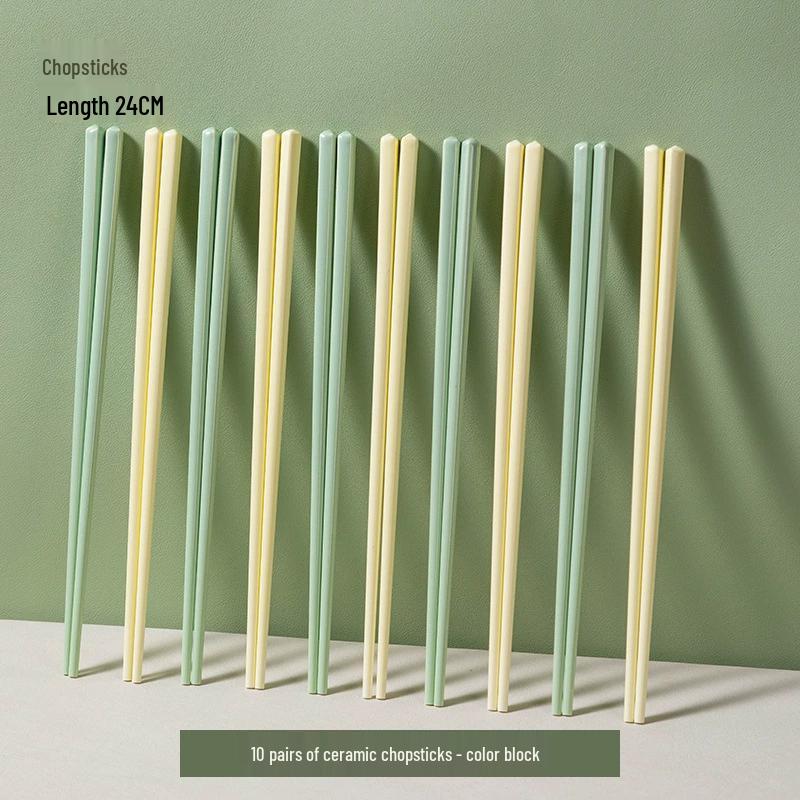 Zhuoyuanda Cream Style Anti-Mold Ceramic Chopsticks, 10 Pairs