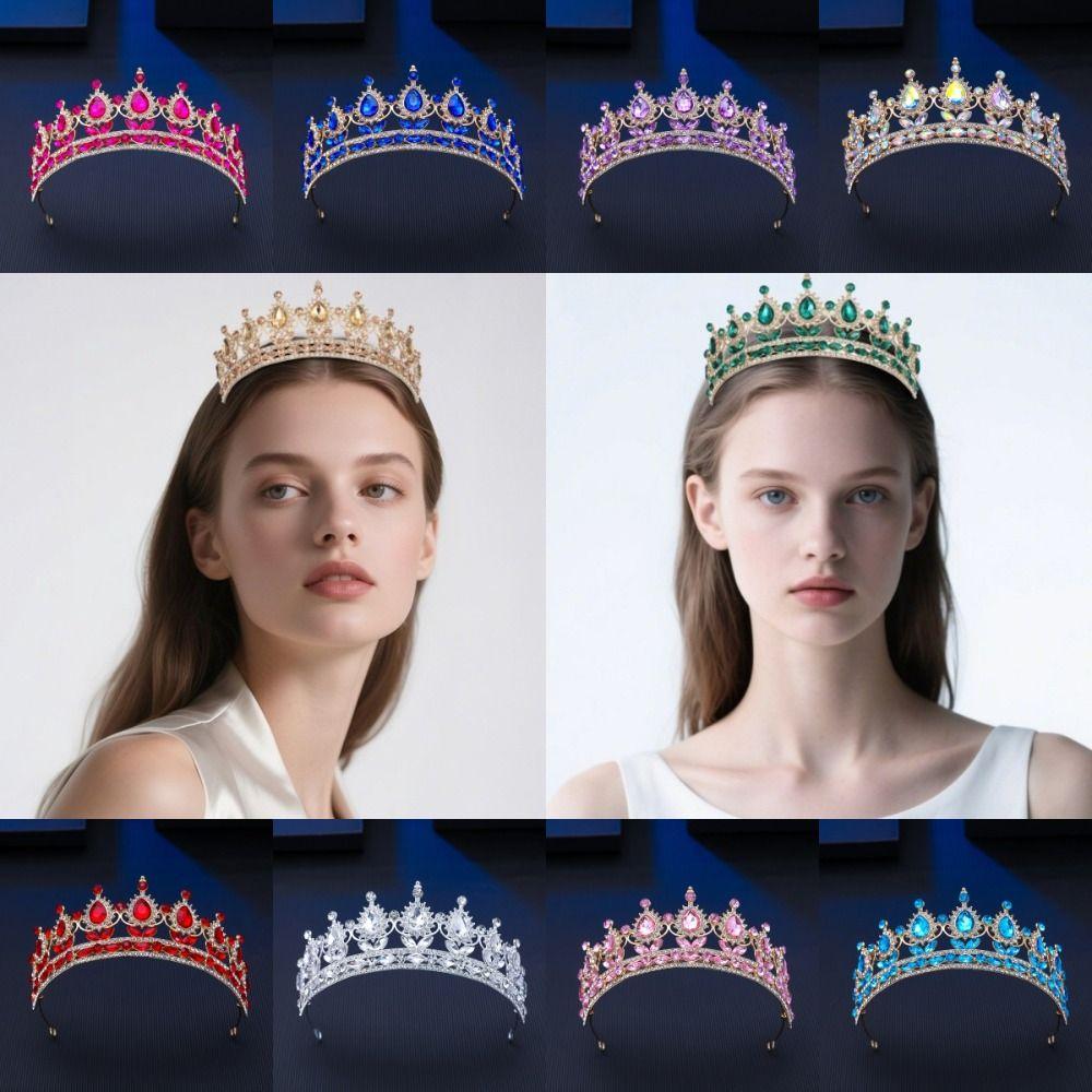 Baroque Wedding Hair Tiara Headpieces Jewelry Crystal Bridal Tiara Crown High-end Rhinestone Diadem Veil Tiaras Birthday Gift