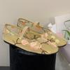 Fashion Summer 2025 New Flats Soft Bottom Mesh Breathable Sandals Embroidery Floral Round Head Mules Single Shoes Ladies Ballet Flats