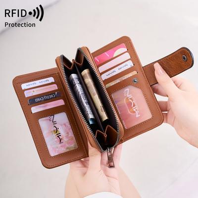Antimagnetische Damen Geldbörse, multifunktionale kurze Geldbörse, neues Retro Reißverschluss Kleingeldfach.