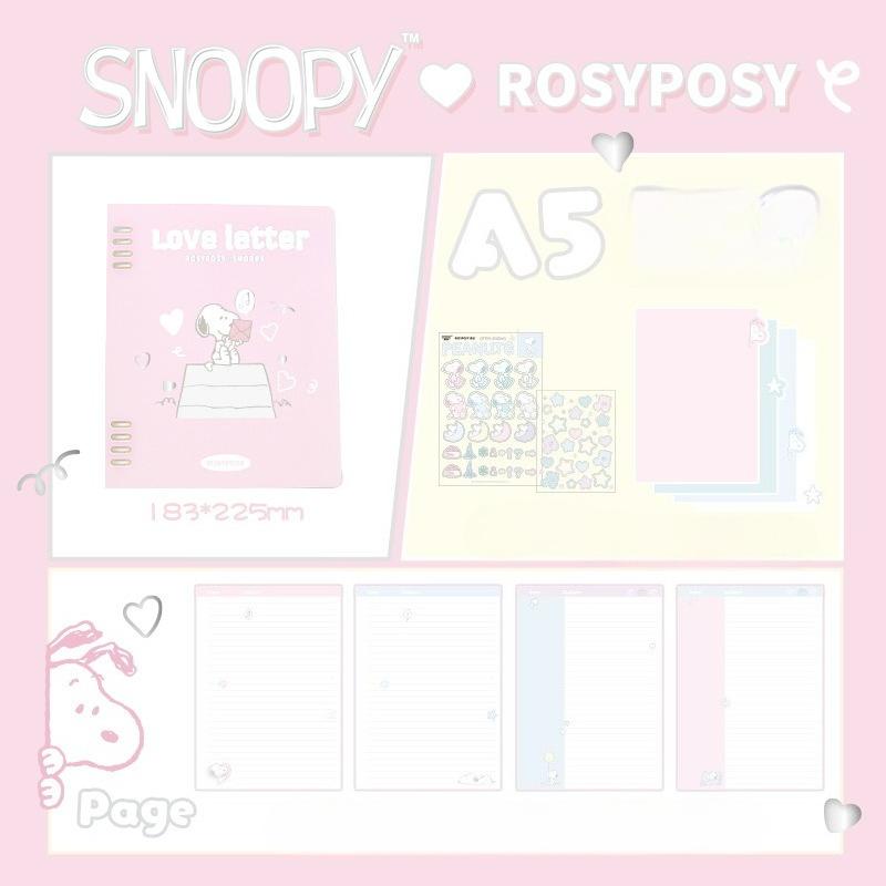 RosyPosy soft set, Snoopy joint loose-leaf book, student A5/B5 horizontal line workbook notebook