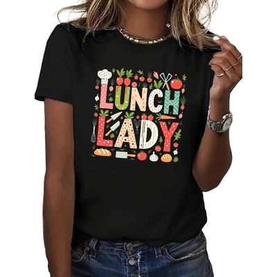 Casual Crew Neck, Short Sleeve, Stretchy Blend, Machine Washable, Vibrant Food-Themed Design, Spring/Summer/Fall Wear, Everyday Tshirt