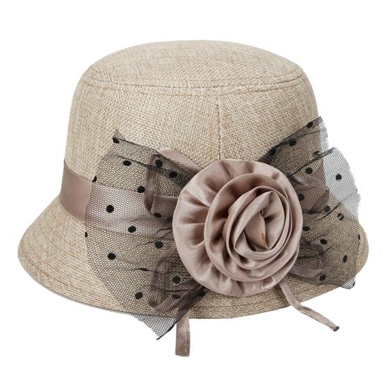Women's Polka Dot Mesh Flower Bowler Bucket Hat Outdoor Sun Visor Basin Cap