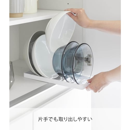 Yamazaki Tower Bowl Stand, Large, White, W32 x D11 x H2.5cm, for Standing Storage in Drawers and Cupboards, Model 1373