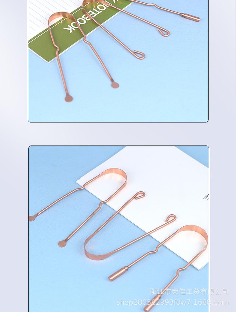 Gratte-langue en cuivre violet en forme de U brosse à langue outil de soin