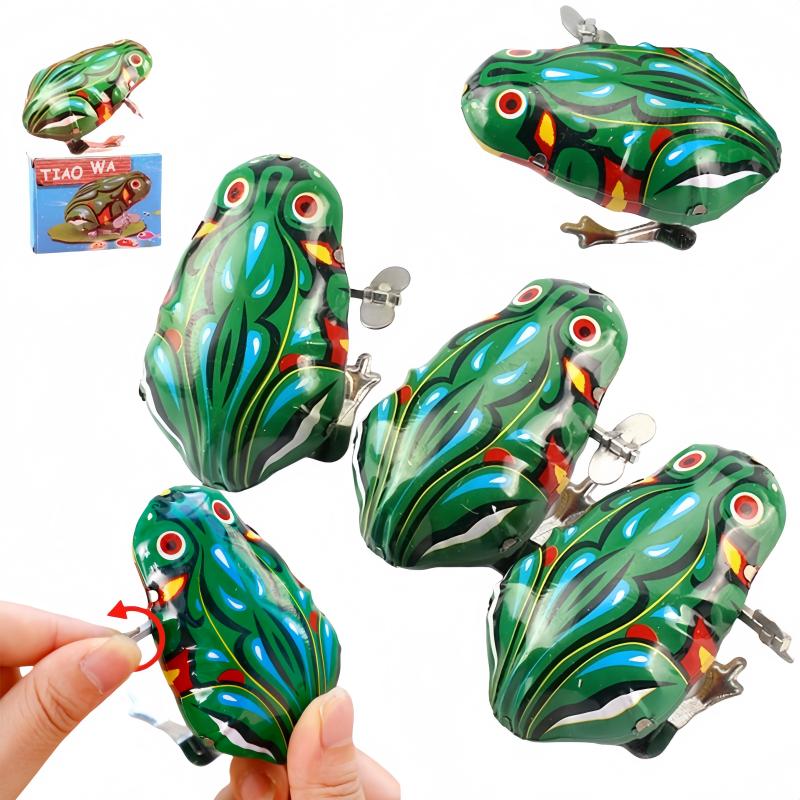 Classic Tin Clockwork Clockwork Toy Jumping Frog Children'S Vintage Toy Boy Boy Education Baby Baby Classic Toy Wind Up Toys