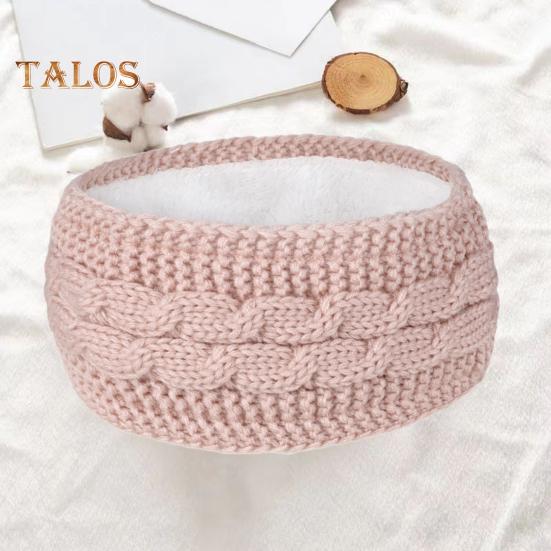 Bandeau d'hiver pour femme, doublé polaire, cache-oreilles, tricot torsadé, épais et chaud, bandeau au crochet, couleur unie