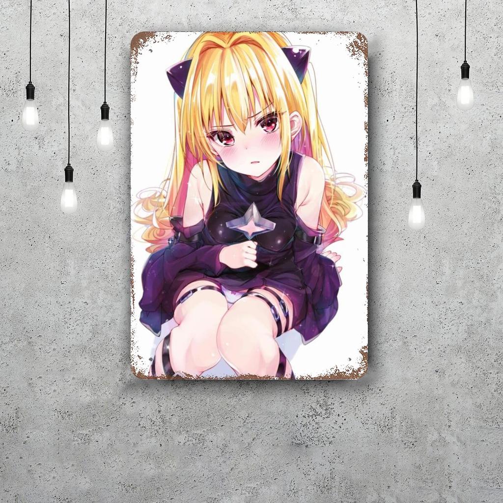 ecchi to love ru manga Retro Vintage Tin Sign Poster Decorative Plaque Metal Plate Wall Decor
