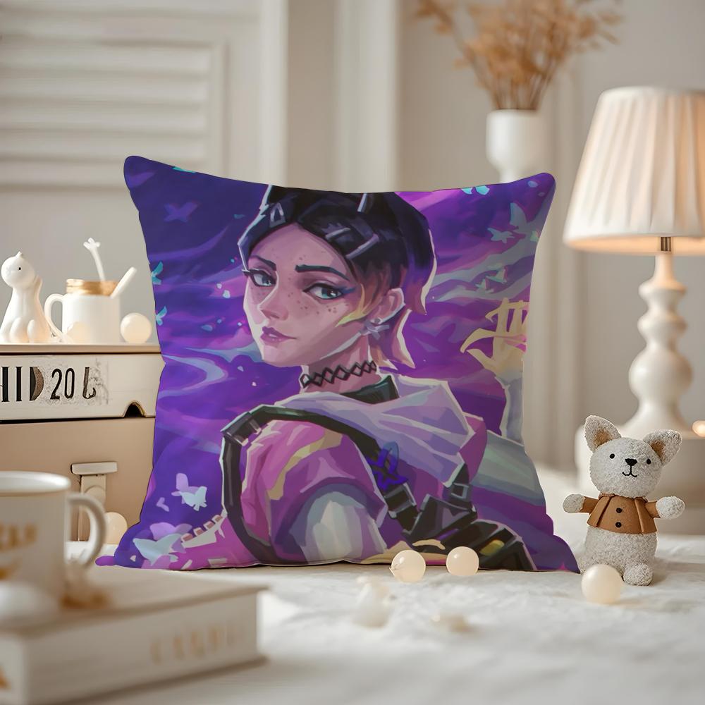 V-Valorant CLOVEGame Cushion Cover Anti-dustmite Pillowcase Invisible Zipper Silky Short Plush Sofa Cushion Cover