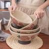 Retro Hand-Painted Floral Ceramic Noodle Bowl - Large Chinese Style Soup/Rice Bowl with Underglaze Color